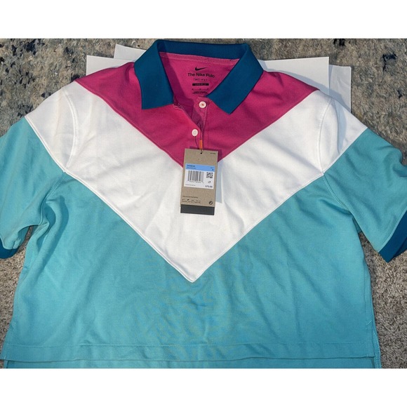 Nike Tops - Nike Chevron Stripe Women's Golf Polo Shirt Loose Fit Medium